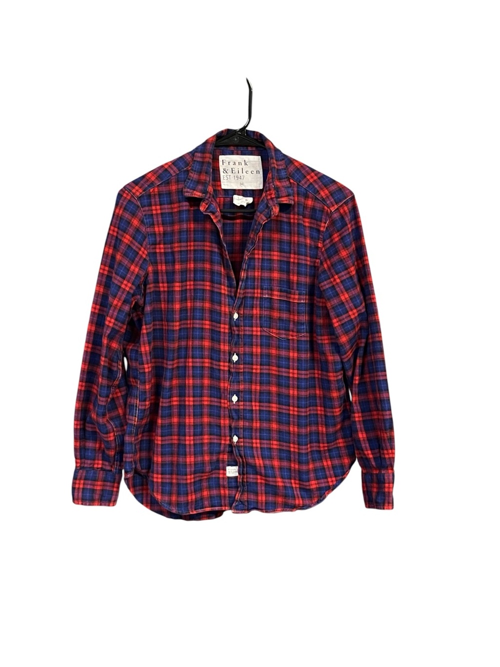 Frank & Eileen Eileen XS Red Navy Plaid Flannel Button Up Preppy Academia
